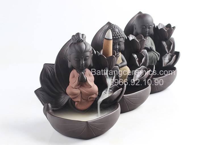 Tượng đốt trầm số 17 bộ ba pho phong thủy tăng tài lộc may mắn 