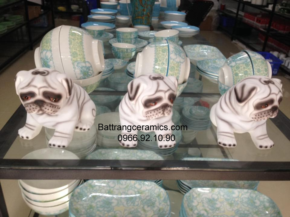 Chó tây gốm sứ cao cấp kích thước đẹp trung thành bảo vệ