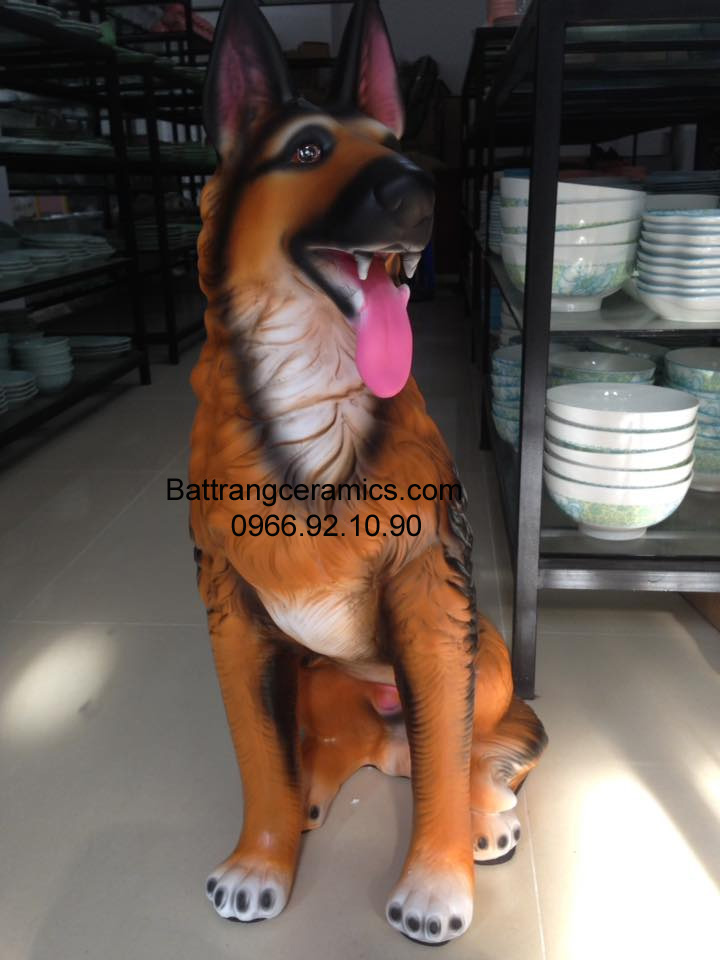 Chó Tây Gốm Sứ Cao 85cm - Trang Trí Nhà Cửa Độc Đáo, Bảo Vệ Gia Đình