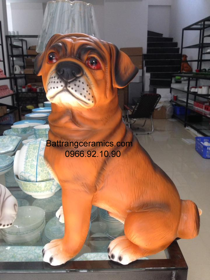 Chó tây ngao đứng gốm sứ cao cấp bảo vệ gia đình 