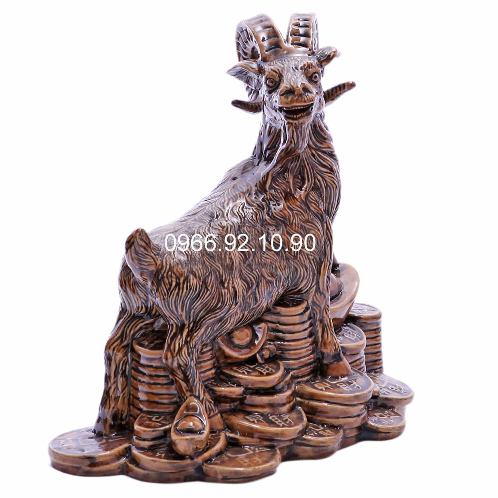 Đế sứ Tài Lộc men da lươn 28cm x 25cm - may mắn phát tài