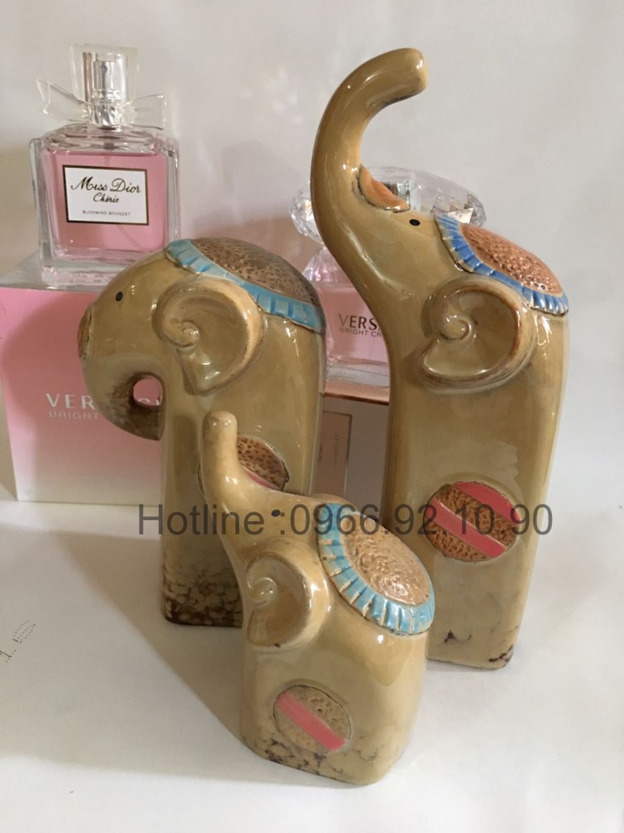 Bộ ba voi sứ 01 trang trí nội thất đẳng cấp quà tặng ý nghĩa