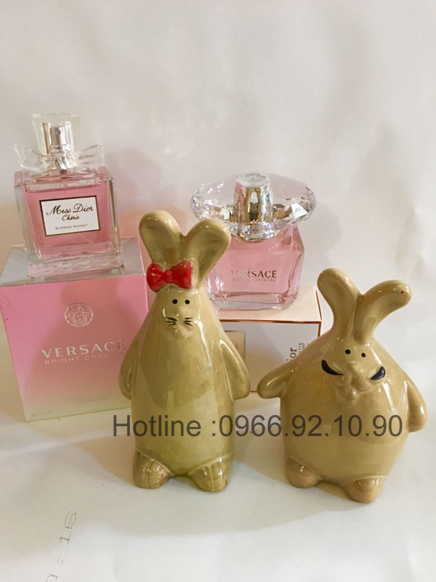 Bộ tượng thỏ đôi sứ cao cấp bền đẹp quà tặng độc đáo 