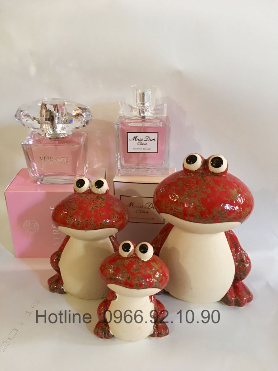 Gia đình ếch cốm bộ tượng sứ cao cấp quà tặng độc đáo 
