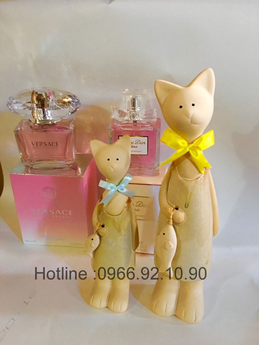 Đôi mèo cá sứ bền đẹp trang trí hiện đại quà tặng độc đáo 