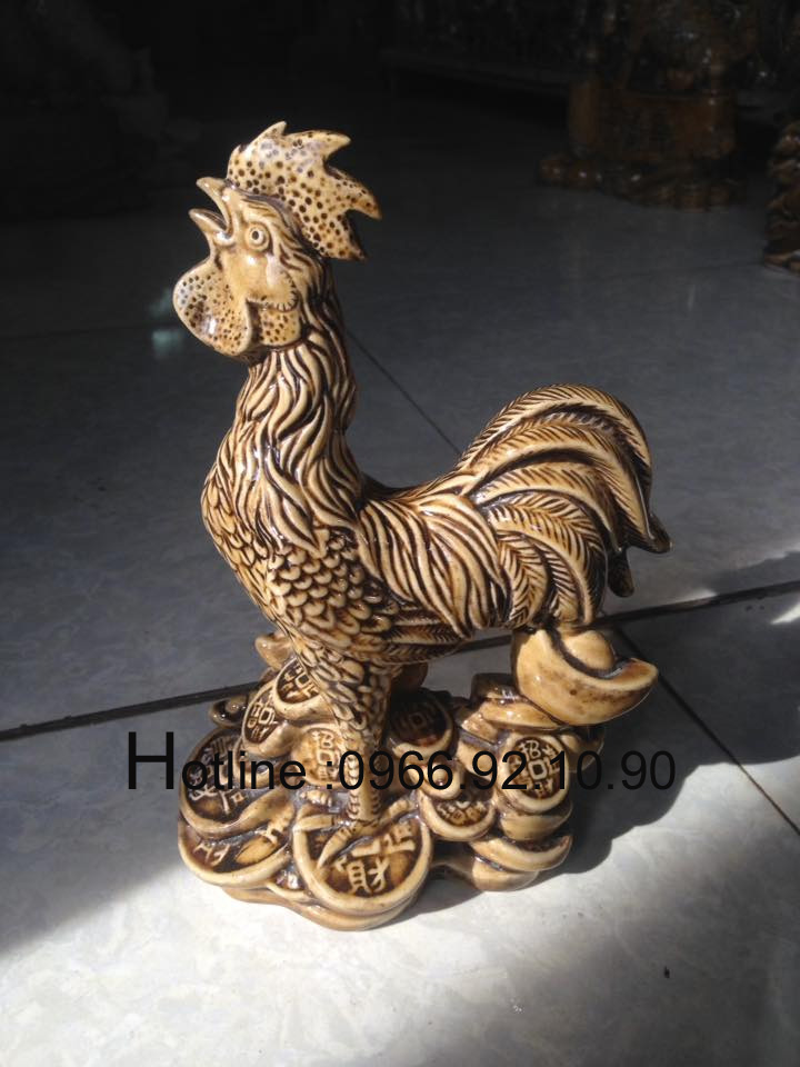 Tượng gà kim kê gốm sứ Bát Tràng nhiều kích cỡ phong thủy may mắn