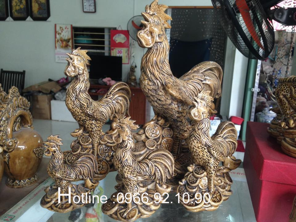 Tượng gà kim kê gốm sứ Bát Tràng nhiều kích cỡ phong thủy may mắn