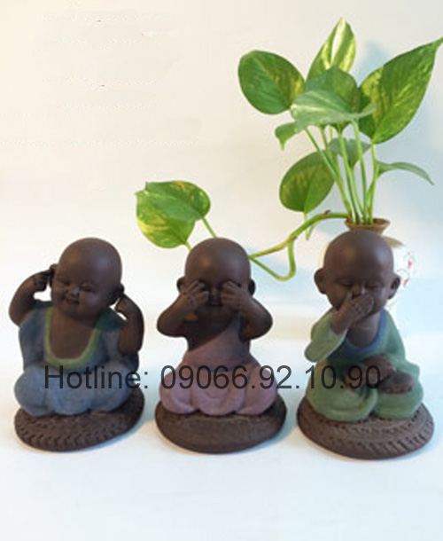 Tượng chú tiểu ba không đế liền cao cấp ý nghĩa tâm linh