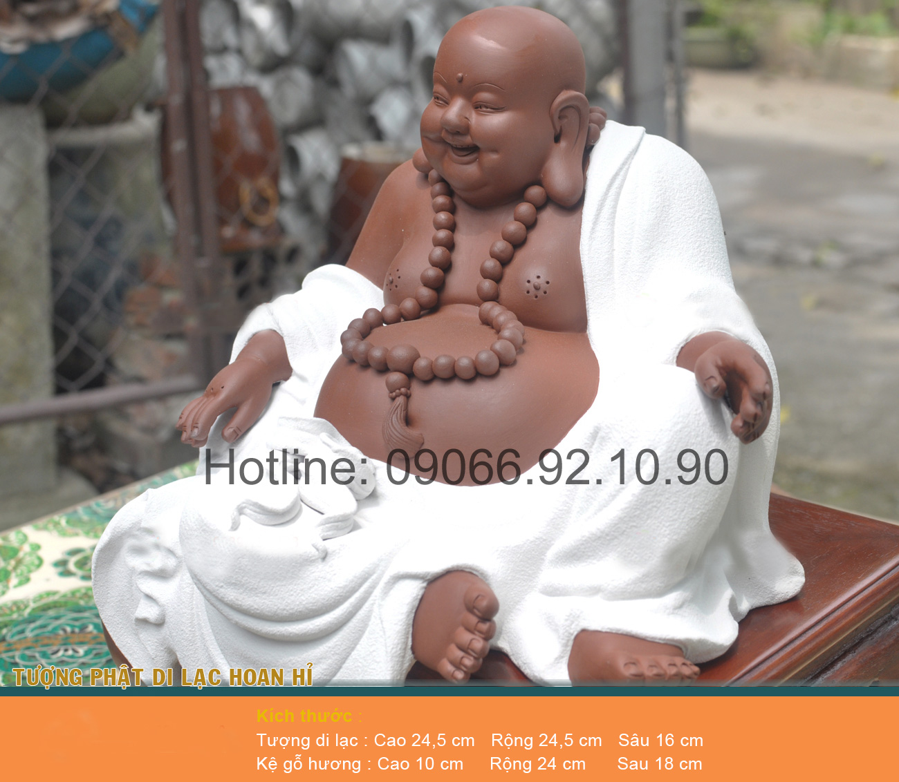 Tượng Di Lặc Hoan Hỉ may mắn tài lộc cao 24,5cm đẹp