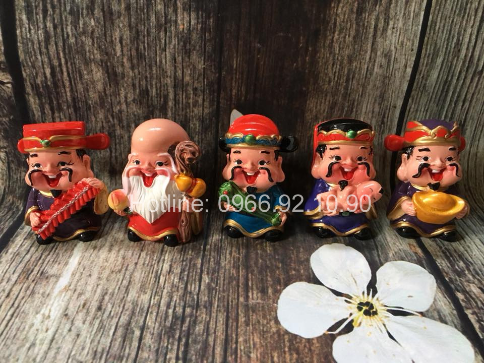 Bộ tượng Ngũ Phúc Lâm Môn loại 1 đá bền màu may mắn tài lộc