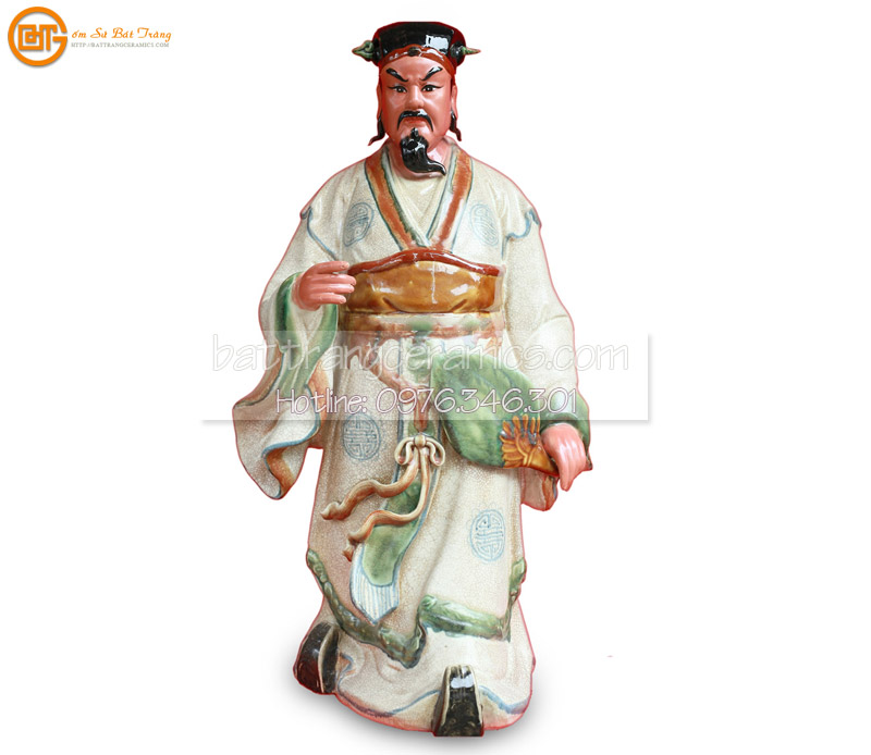 Tượng Khổng Minh Men rạn độc đáo Gốm Bát Tràng cao cấp 