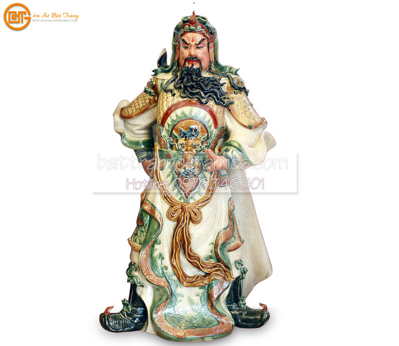 Tượng Quan Công Đắp Nổi Gốm Sứ Bát Tràng Hàng Xuất Khẩu Chất Lượng Cao 