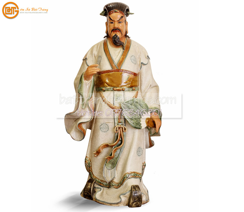 Tượng Khổng Minh Đắp nổi Gốm Sứ Bát Tràng Độc Đáo Sang Trọng