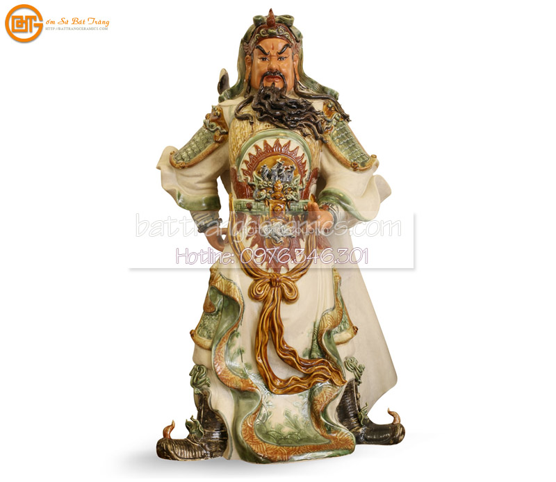 Tượng Quan Công Mặt đỏ Gốm Sứ Bát Tràng Xuất Khẩu Cao Cấp