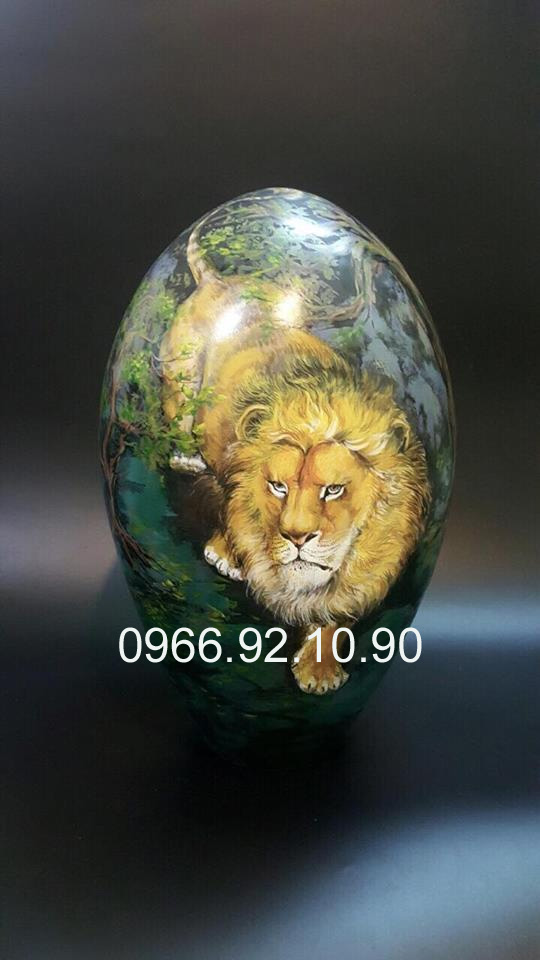 Trứng phong thủy sư tử 50cm gốm Bát Tràng quà tặng giá tốt 