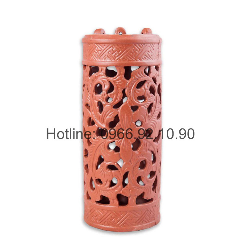 Đèn treo gốm đỏ 20cm trang trí sân vườn chiếu sáng đẹp