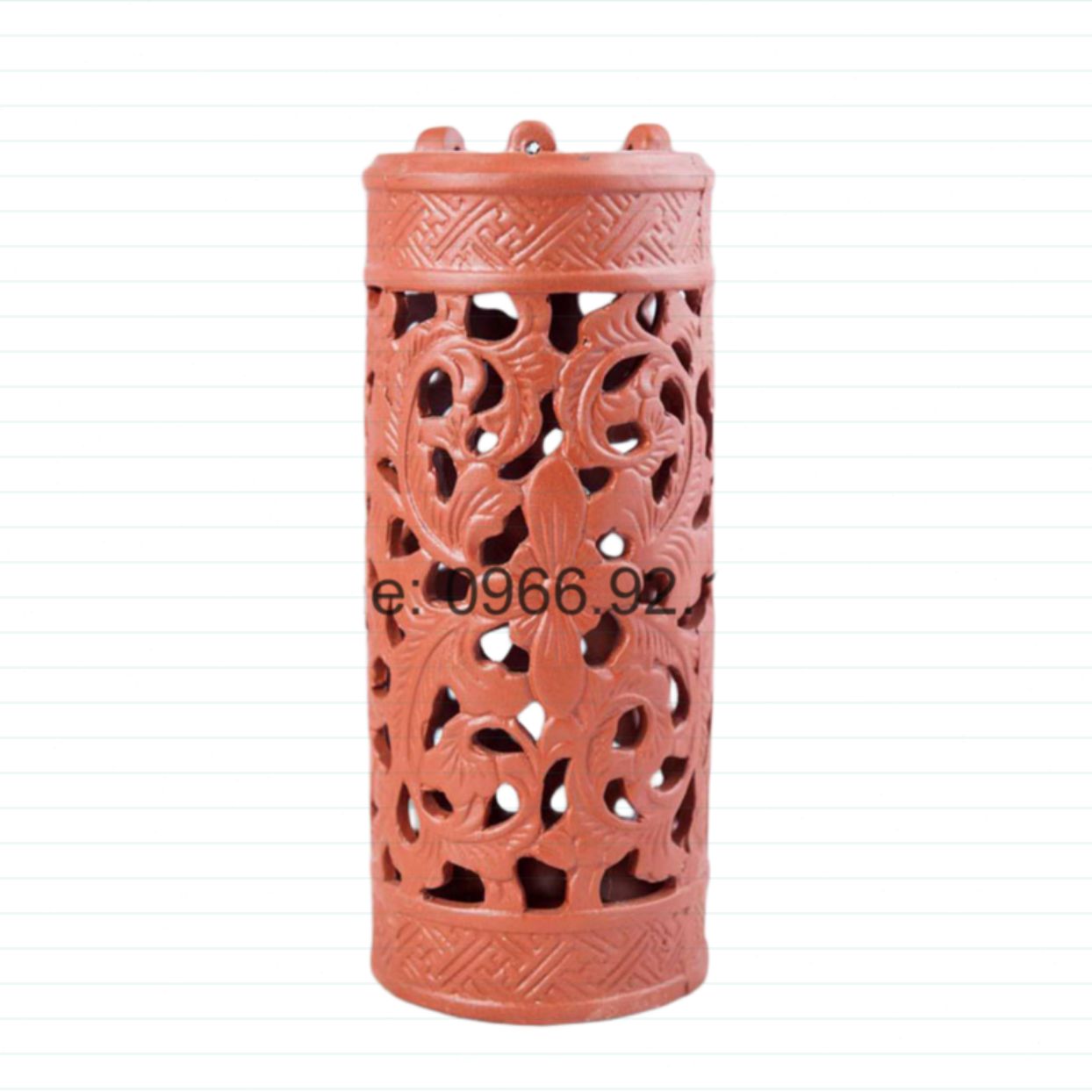 Đèn treo gốm đỏ 20cm trang trí sân vườn chiếu sáng đẹp 