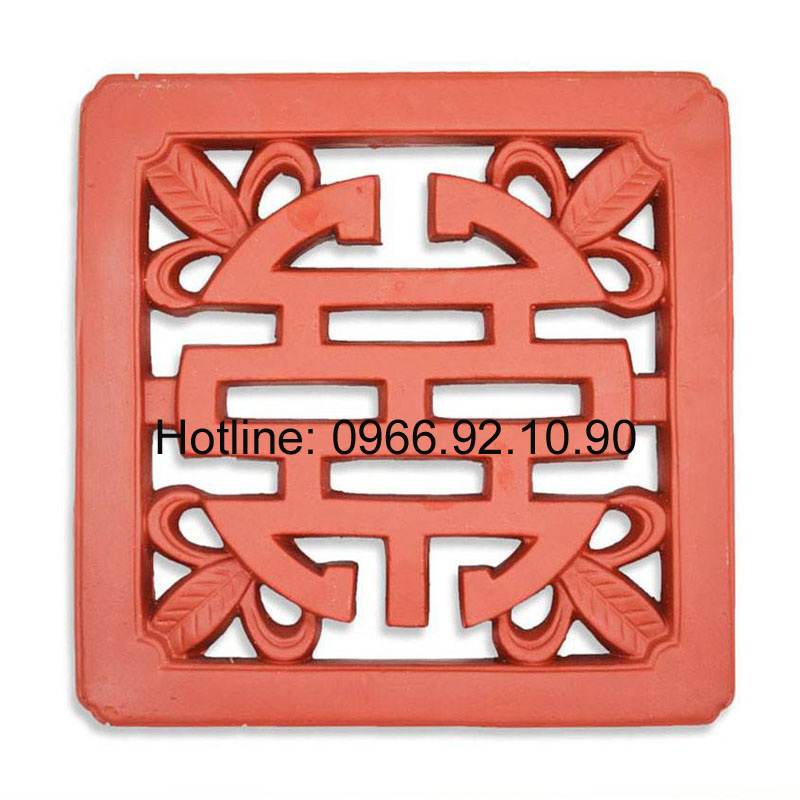 Gạch chữ Thọ đỏ gốm vuông D40cm bền đẹp trang trí