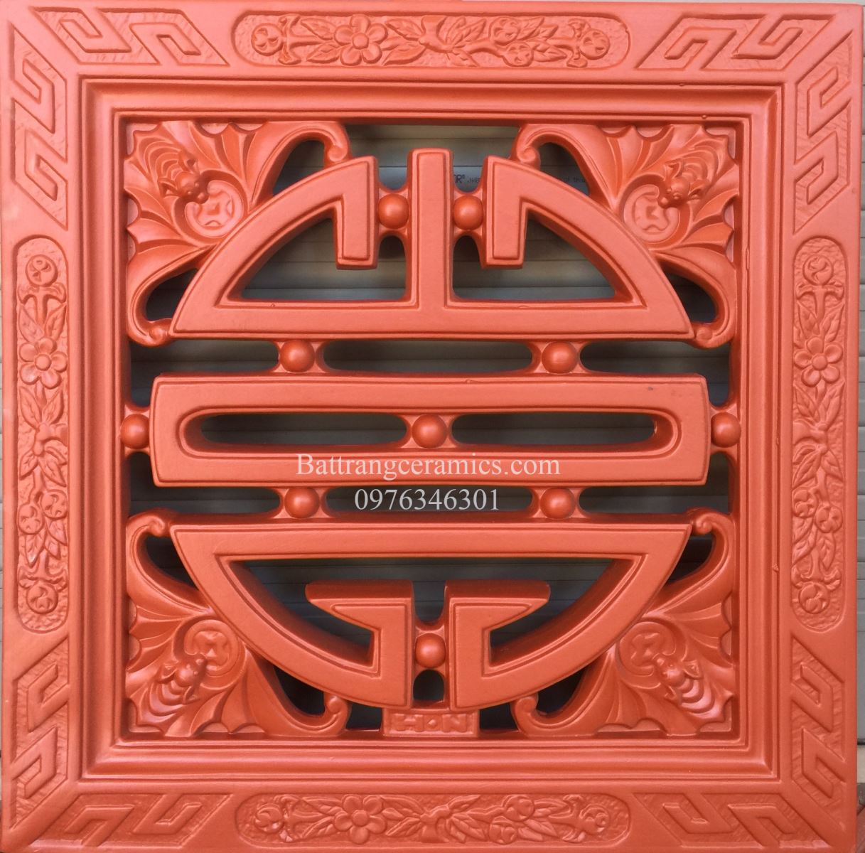 Gạch chữ Thọ đỏ gốm vuông D50cm bền đẹp trang trí nhà Gạch chữ Thọ đỏ gốm vuông D50cm bền đẹp trang trí nhà