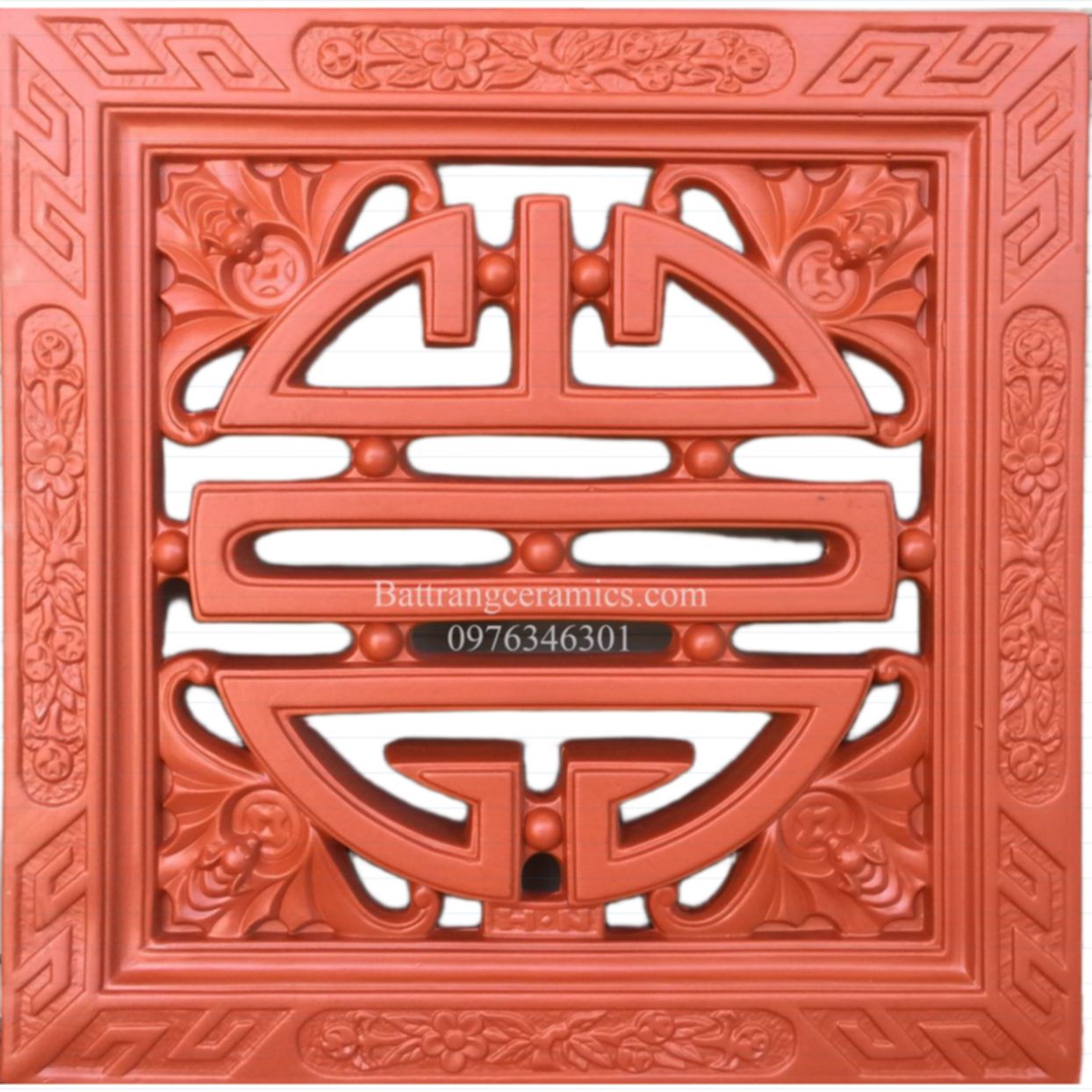 Gạch chữ Thọ đỏ gốm vuông D50cm bền đẹp trang trí nhà 