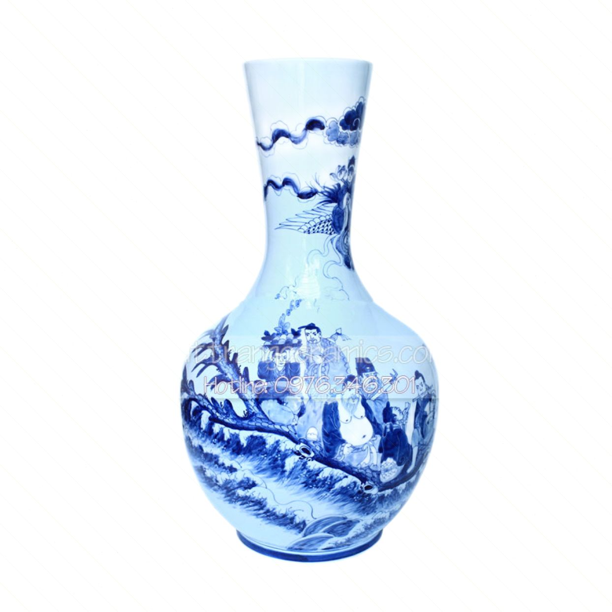 Lọ tỏi Bát Tràng cao 70cm miệng rộng 20cm sang trọng đẹp 