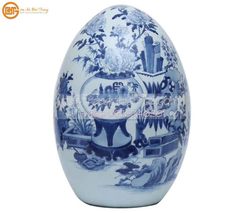 Quả trứng phong thủy Bát Tràng cổ điển cao 45cm tài lộc may mắn Quả trứng phong thủy Bát Tràng cổ điển cao 45cm tài lộc may mắn