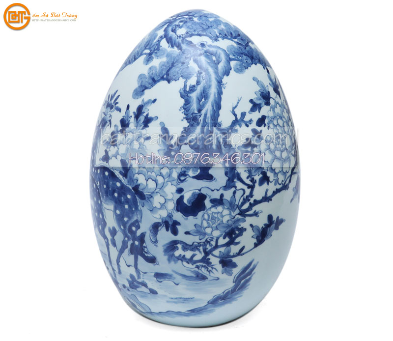 Trứng phong thủy tùng hươu cao 40cm quà trang trí độc đáo may mắn
