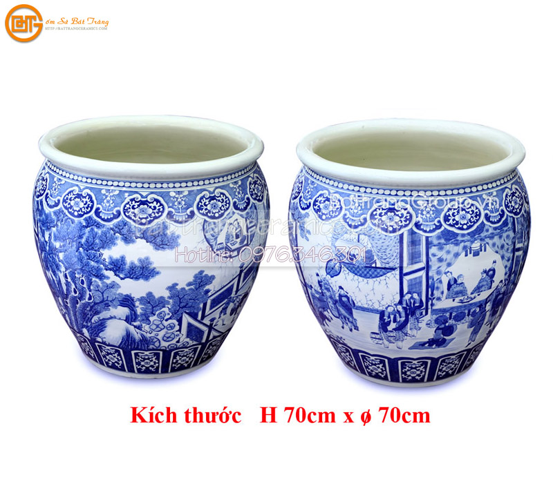 Thống men dong Toàn Gia Phúc Gốm sứ Bát Tràng độc đáo sang trọng 