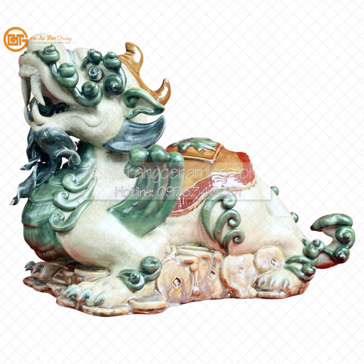 Đôi Tì Hưu Lục Bảo 35cm Gốm Sứ Bát Tràng Phong Thủy Đẹp 