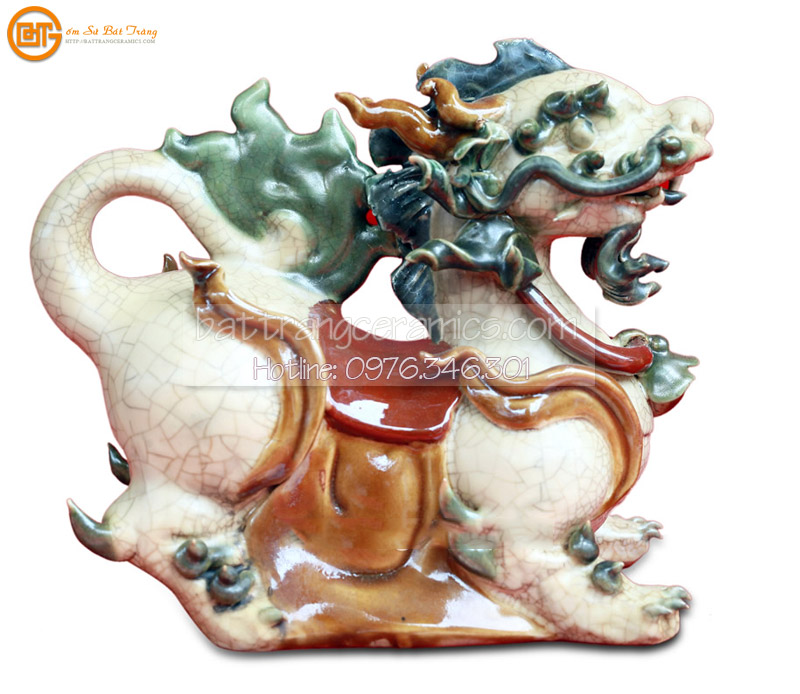 Đôi Nghê Đắp Nổi 40cm Gốm Sứ Bát Tràng Quà Tặng Sang Trọng