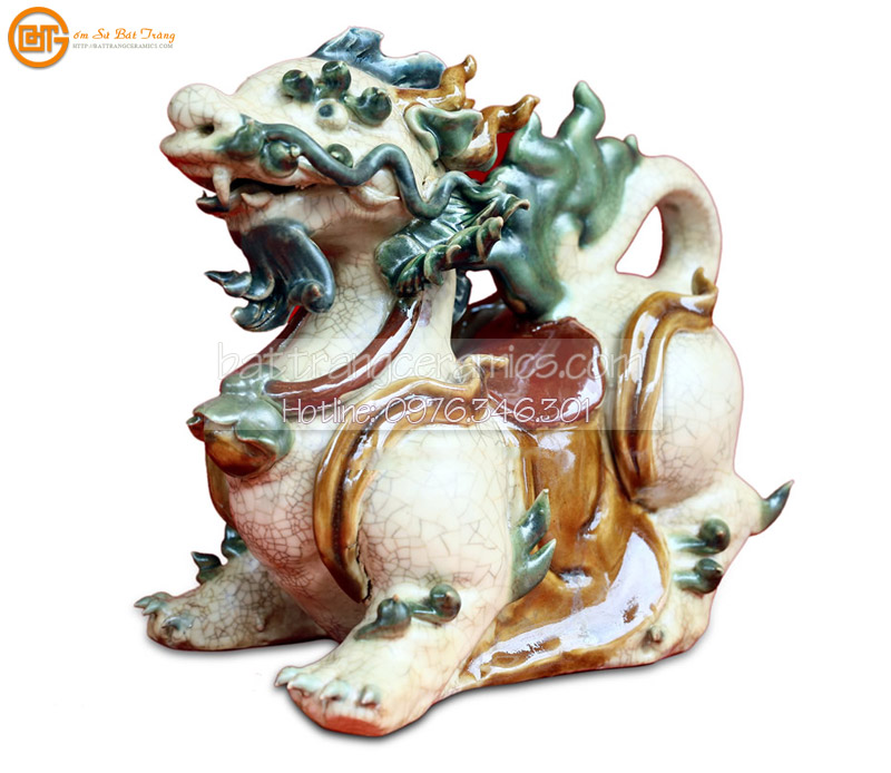 Đôi Nghê Đắp Nổi 40cm Gốm Sứ Bát Tràng Quà Tặng Sang Trọng