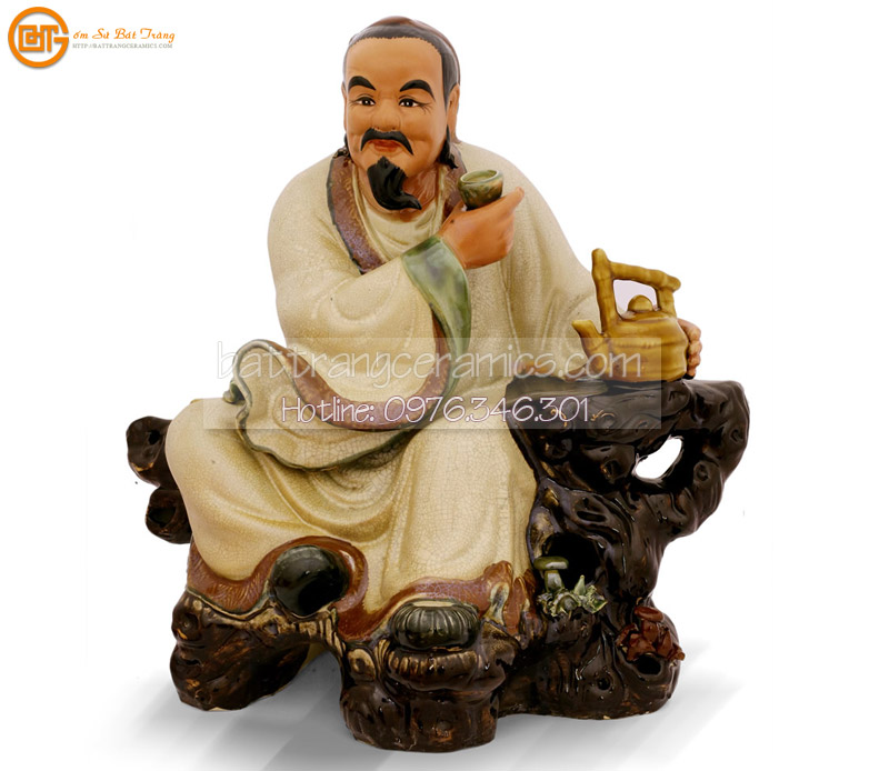 Thần trà men rạn 55cm đẹp tinh xảo Bát Tràng thủ công