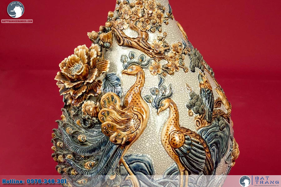 Lọ Tỳ Bà Phú Quý Trường Xuân men rạn cao cấp sang trọng giá tốt