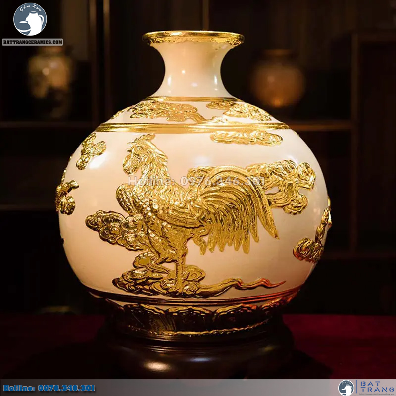 Lộc Linh Tam Hợp Tỵ Dậu Sửu 38cm Trắng Phong Thủy Sang