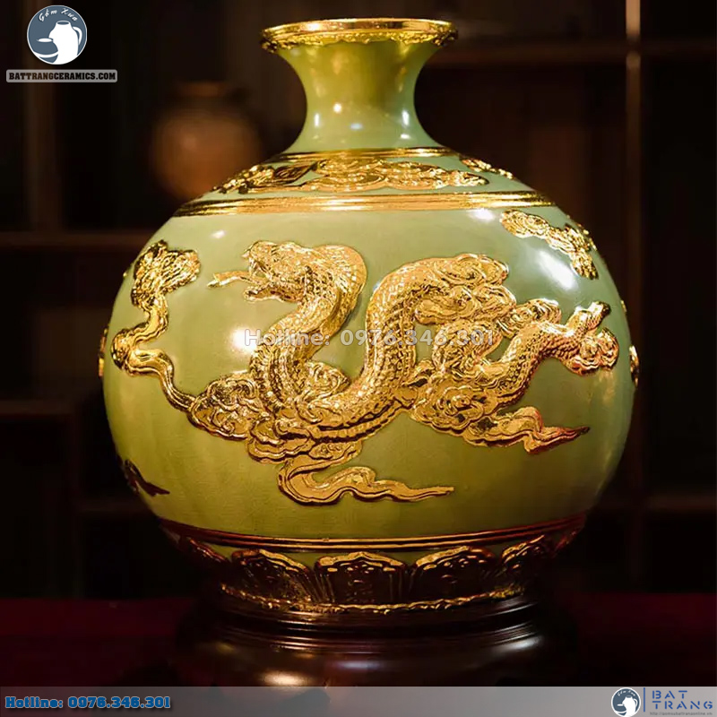 Lộc linh tam hợp Tỵ Dậu Sửu xanh ngọc phong thủy 38cm tặng tài lộc