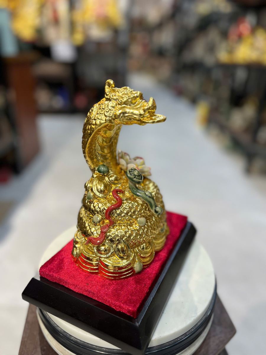 Rắn Tài Lộc dát vàng Bát Tràng sang trọng quà phong thủy