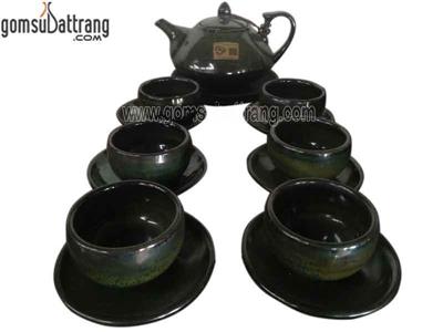Bộ ấm chén men xanh quả hồng tinh xảo hàng nghệ nhân tặng quà 