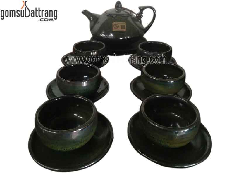 Bộ ấm chén men xanh quả hồng tinh xảo hàng nghệ nhân tặng quà