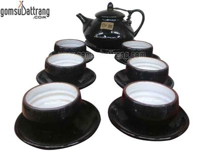 Bộ ấm chén men đen quả hồng cao cấp tặng quà độc đáo 