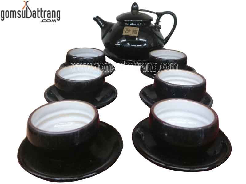Bộ ấm chén men đen quả hồng cao cấp tặng quà độc đáo