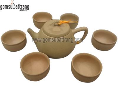Bộ ấm chén gốm đất tự nhiên không men sang trọng quà tặng 
