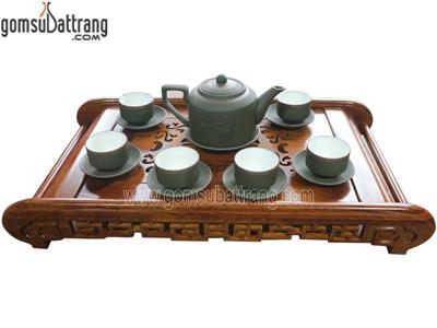 Bộ tử sa tích phúc lộc thọ gốm xanh nghệ nhân quà tặng phong thủy 