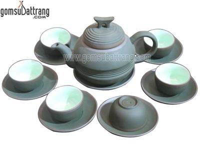 Bộ ấm chén tử sa đai eo xanh độc đáo giá tốt 
