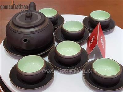 Bộ ấm chén trống đỏ chỉ bạc tinh xảo quà tặng nghệ nhân giá tốt 