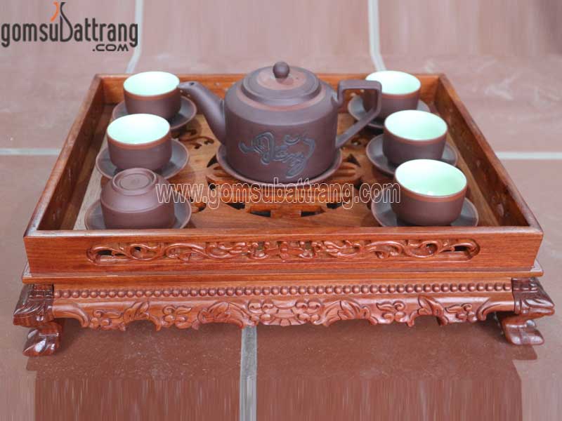 Bộ ấm chén tử sa đỏ khắc chữ Đăng đẳng cấp mua ngay giá tốt
