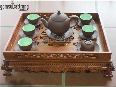Bộ ấm chén tử sa nâu cao cấp Nghệ nhân Quà tặng Sang trọng Giá tốt 