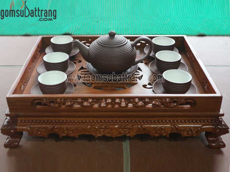 Bộ ấm chén tử sa Bát Tràng nâu tinh tế giá tốt bảo hành