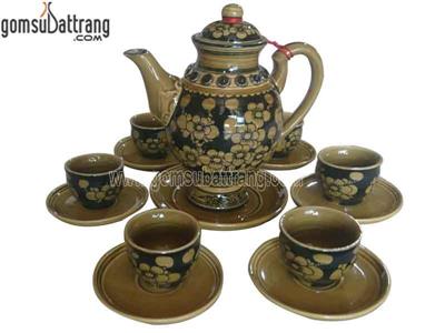 Bộ ấm trà hoa đào cổ xinh đẹp ấm chén 7 món quà tặng ý nghĩa 
