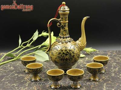 Ấm rót rượu hoa phù dung cổ điển sang trọng tặng quà độc đáo 