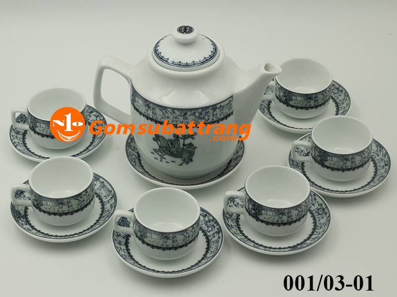 Bộ ấm chén Bát Tràng cao cấp Vinh quy bái tổ sang trọng, quà tặng độc đáo